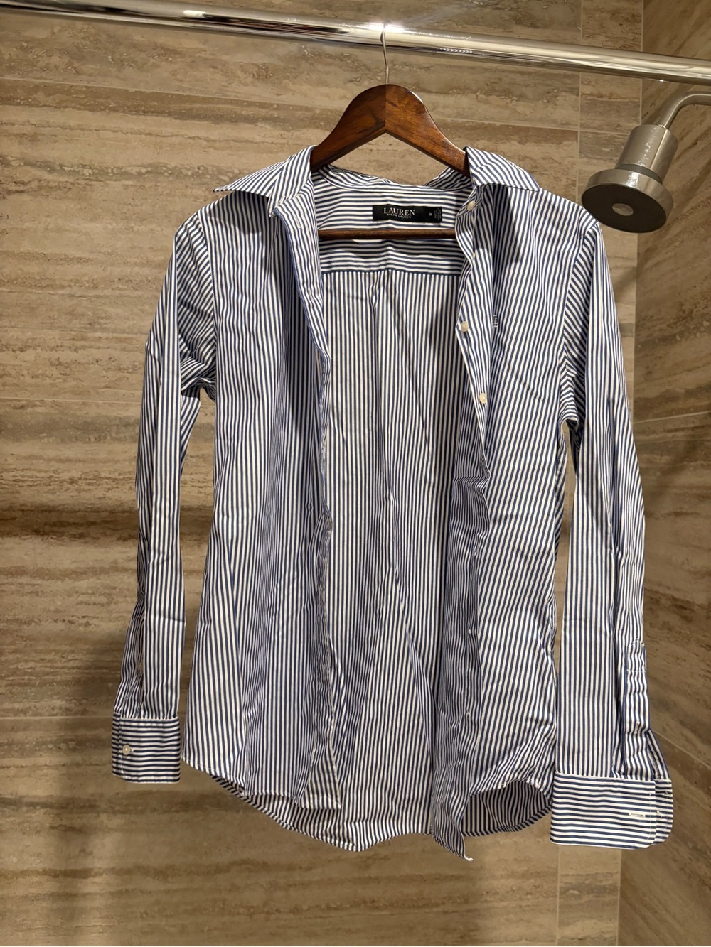 Lauren Ralph Lauren Blue and White Striped Dress Shirt
